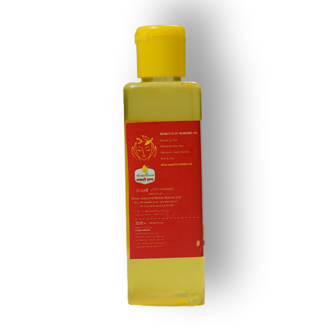 KALPNIL Pure Almond Oil, wooden Pressed Oil,  Samarth SHG, Natural, Chemical Free, 50 ml