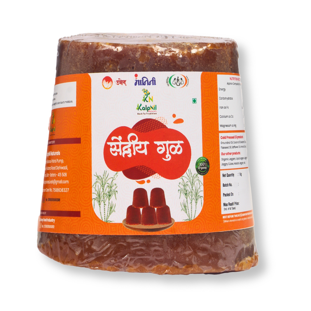 KALPNIL Pure Deshi Gul Jaggery, Samarth Mahila Bachat Gat,  Natural, Chemical Free, 1000gm