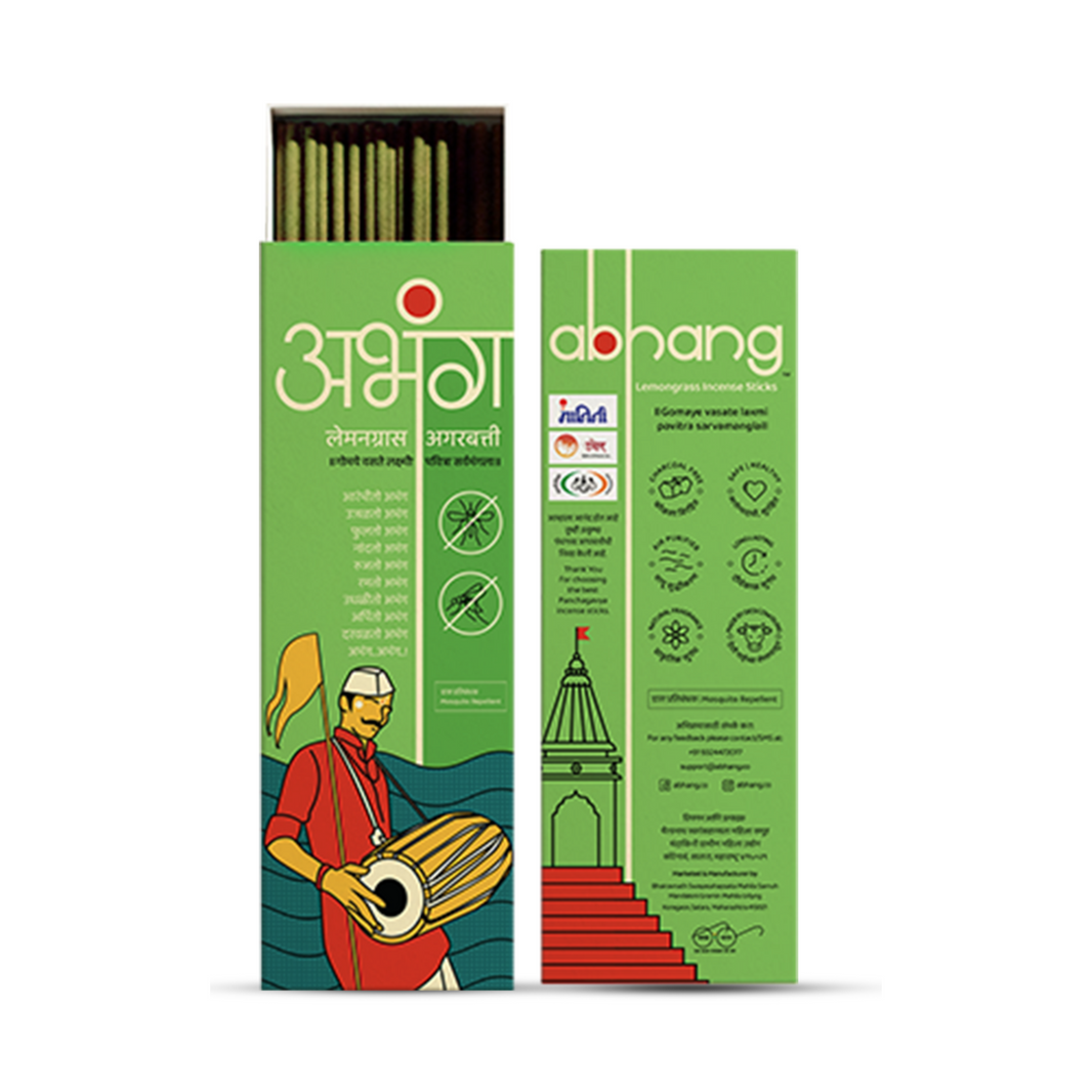 ABHANG Agarbatti Combo Pack (Lemongrass, Panchagavya Mild, and Panchagavya Intense) Charcoal-Free, Long Lasting, Natural Fragrance, Made By Cow Dung, No Artificial Essence, 100gm pack each (60 sticks each)