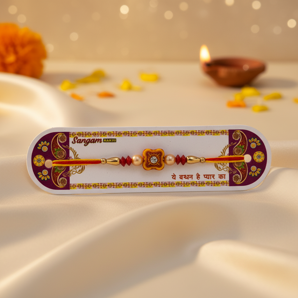 Aadarsh, Handcrafted Square Motif Rakhi, Local Craftsmanship, Pack Of 1