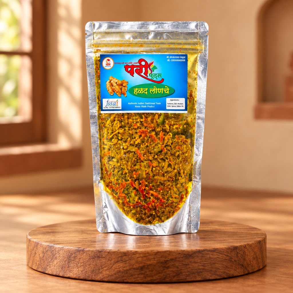 PARI FOODS Turmeric Pickle, Halad Pickle, Indira Gandhi SHG, Made By Natural Ingredients, No Artificial Flavours, Pack of 200 gms