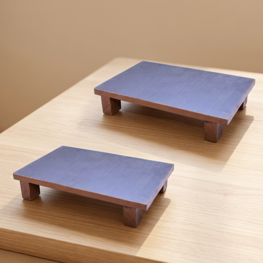 SANTGYANESHWAR, Wooden Pat, Natural Wood, Local Craftsmanship,Pack of 2
