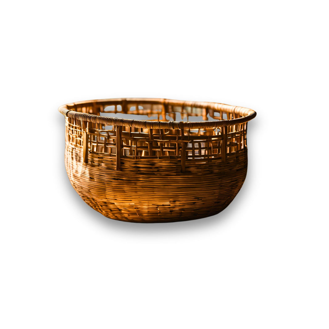 NANDINI Bamboo Basket,Devmogra Natural Wood, Local Craftsmanship,500 gm