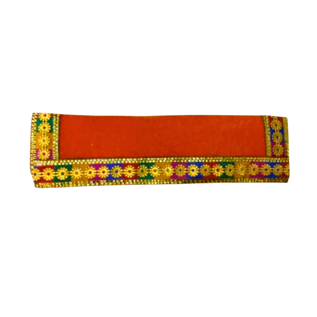 MORAYA Orange Velvet Pooja Aasan for God Idol/Chowki Aasan, Kapda Cloth for Puja, Shelf Home Mandir, God Idol Sitting and Temple, Rukhamini SHG, Pack Of 1