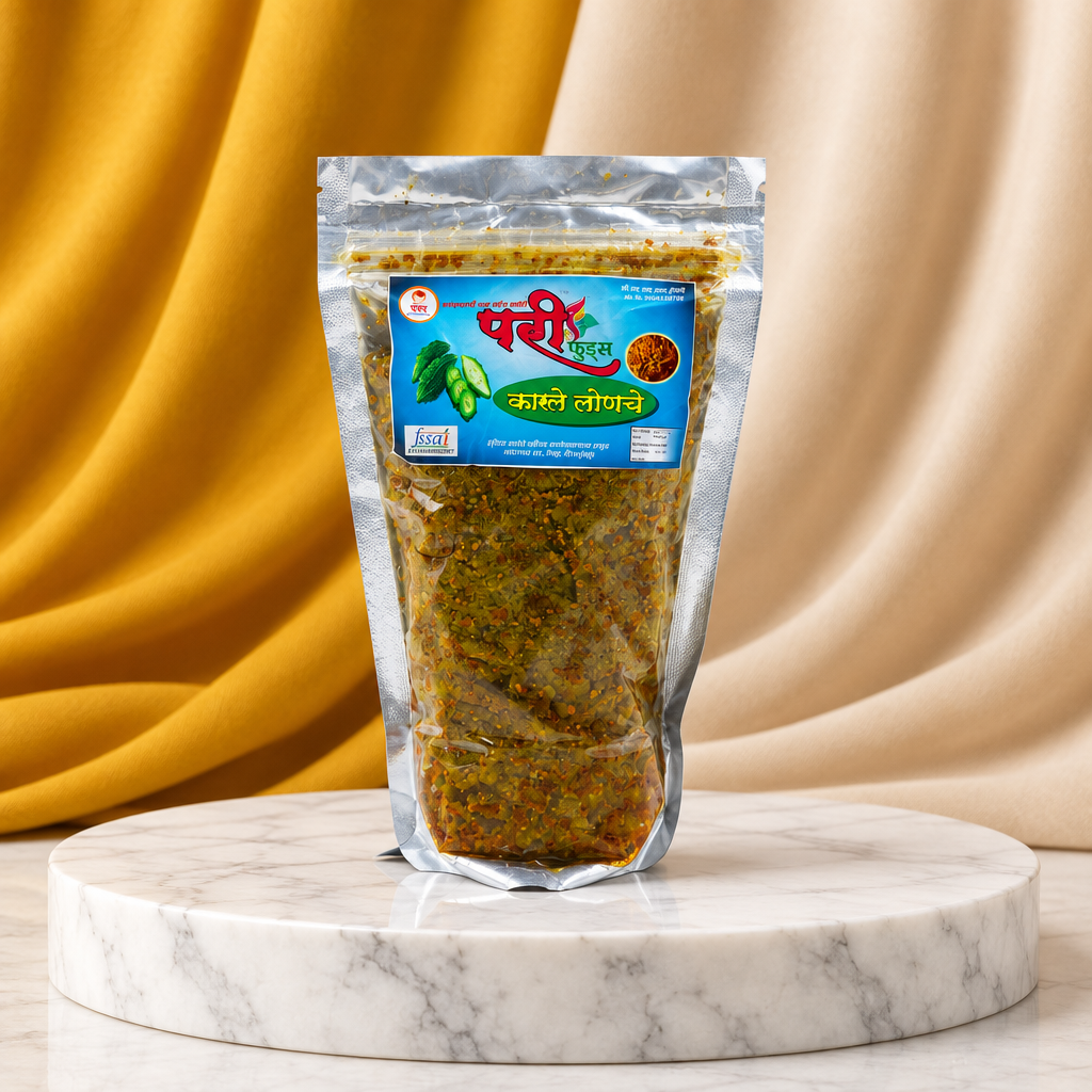PARI FOODS Bitterguard Pickle, Karale Pickle, Indira Gandhi SHG, Made By Natural Ingredients, No Artificial Flavours, Pack of 500 gms