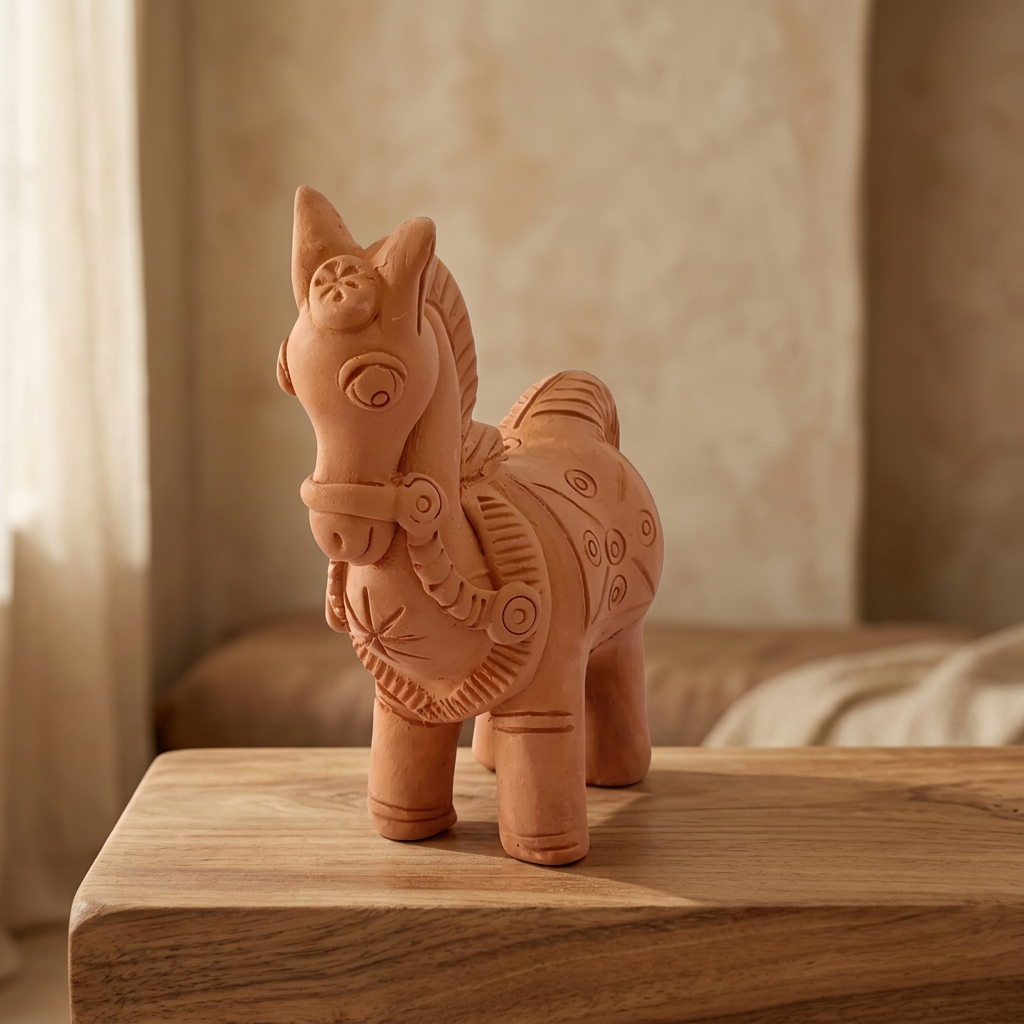 SADGURU Eco Friendly Horse Handcrafted Terracotta Art Made from Natural Soil Traditional Pottery Craft Pack of 1