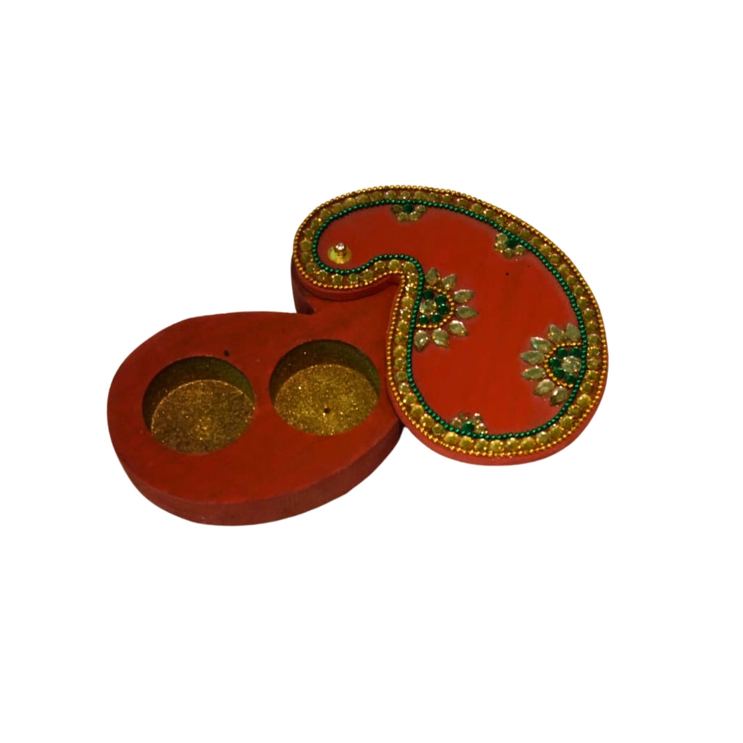 NAMA FUSION, Haldi Kumkum Karanda (Holder), Koyari, Orange Colour, Yogiraj SHG, Local Craftsmanship, Pack of 1 no