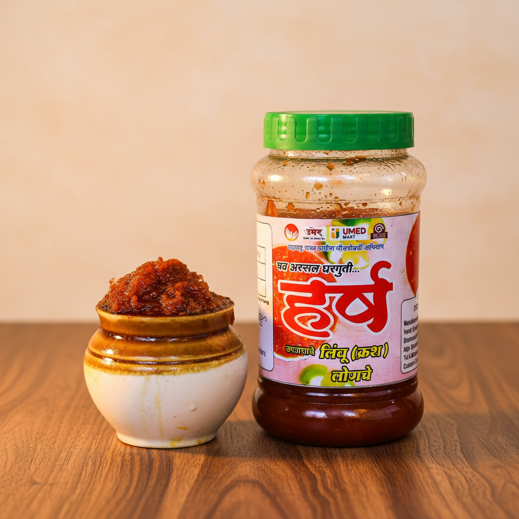 BHAIRAVANATH MAHILA SHG Lemon Crush Pickles Handmade with Care, Authentic Taste, Preservative-Free Pack of 200gm