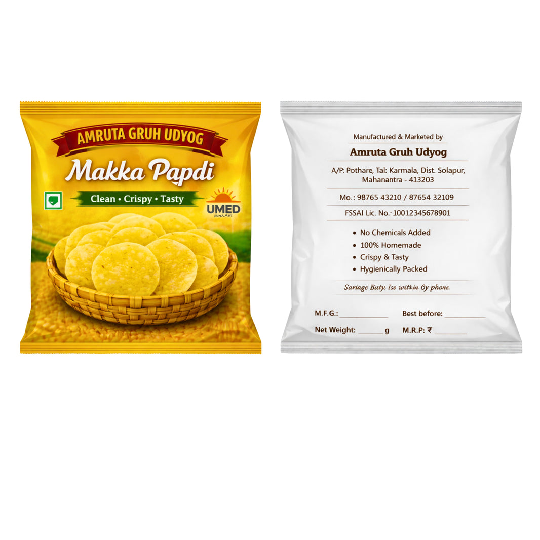 AMRUTA GRUH UDYOG Corn Papadi Pack of 100 Pieces Traditional Crispy Snack Light Texture Sun Dried Homemade Taste
