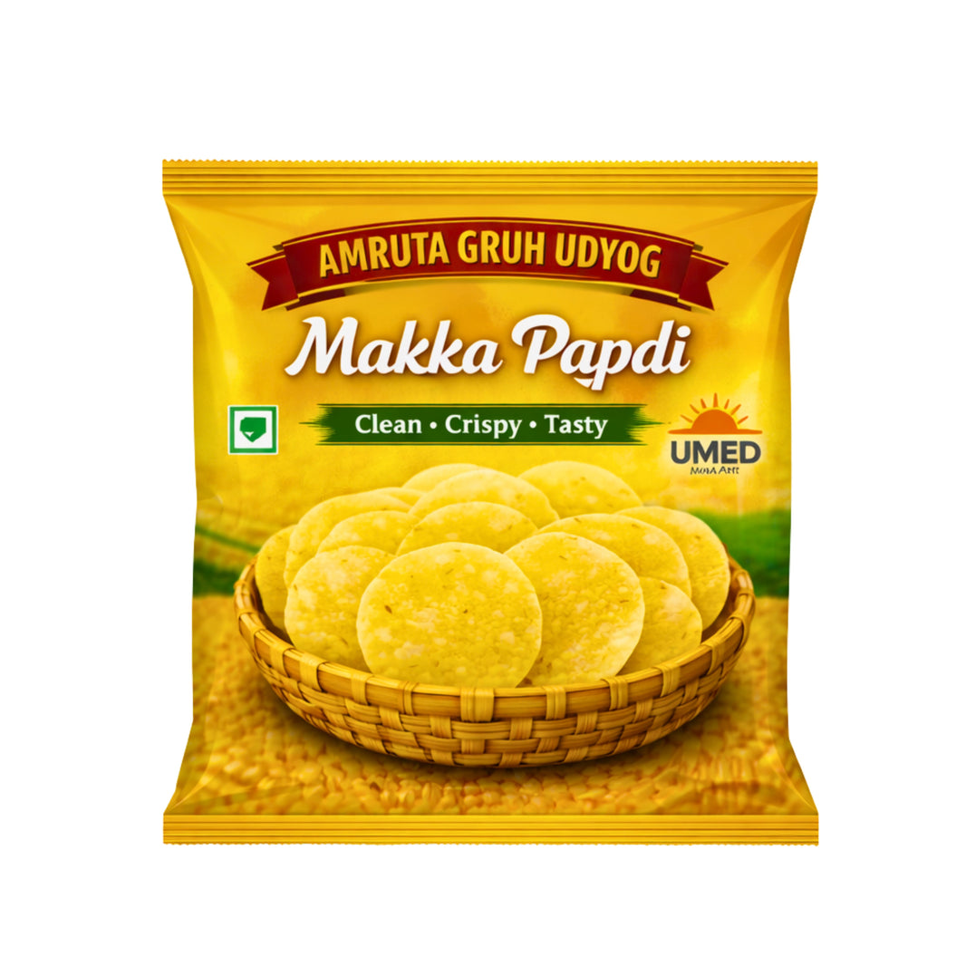 AMRUTA GRUH UDYOG Corn Papadi Pack of 100 Pieces Traditional Crispy Snack Light Texture Sun Dried Homemade Taste