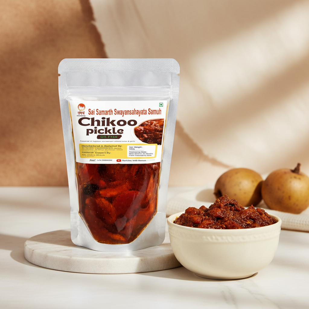 SAI SAMARTH Chikoo Pickle Pack Of 200gm Traditional Fruit Pickle Unique Sweet Spicy Flavor