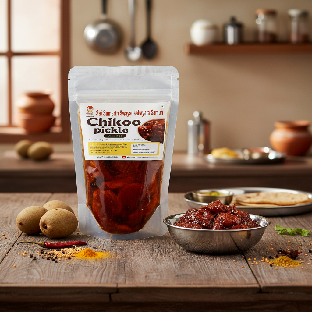 SAI SAMARTH Chikoo Pickle Pack Of 200gm Traditional Fruit Pickle Unique Sweet Spicy Flavor