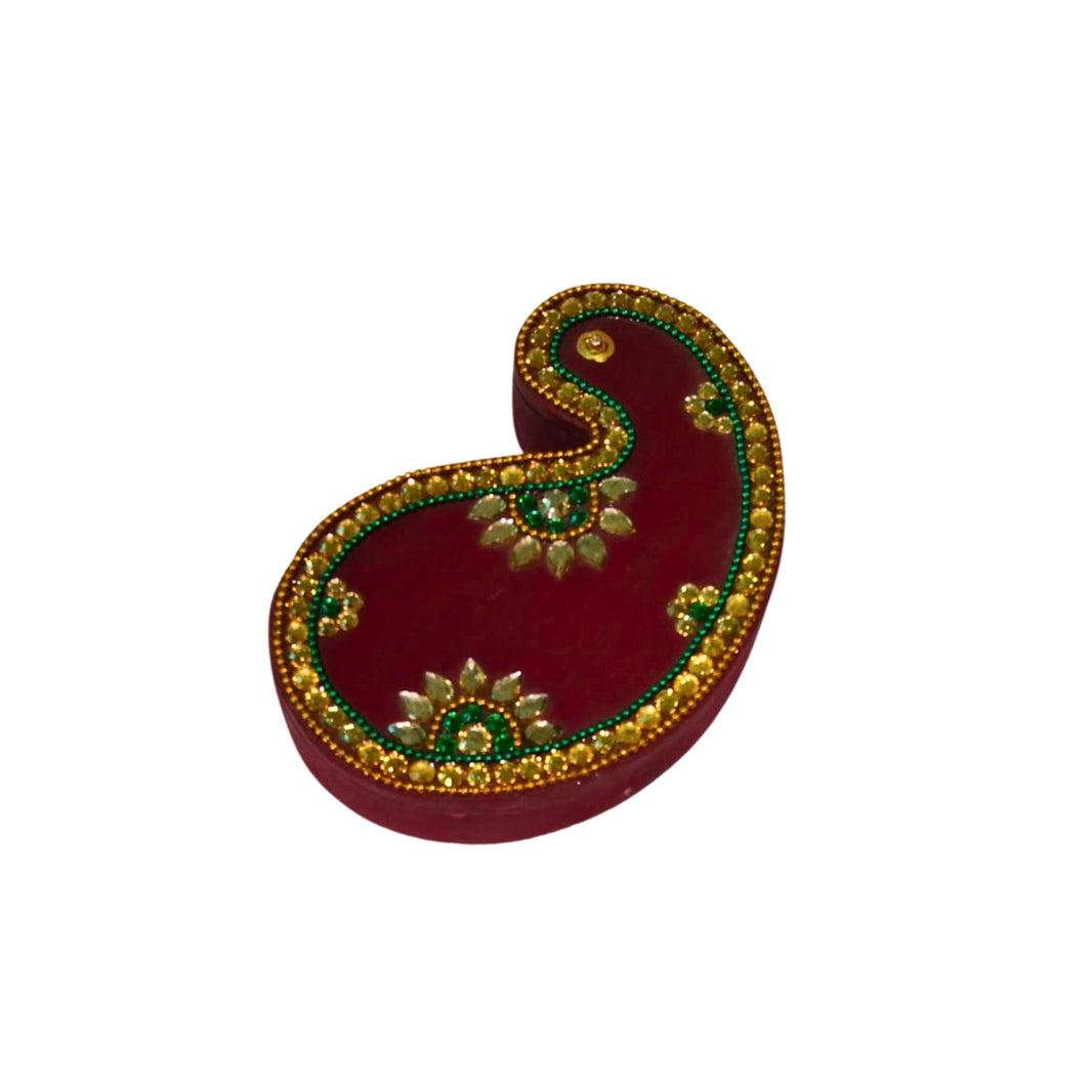 NAMA FUSION, Haldi Kumkum Karanda (Holder), Koyari, Red Colour, Yogiraj SHG, Local Craftsmanship, Pack of 1 no