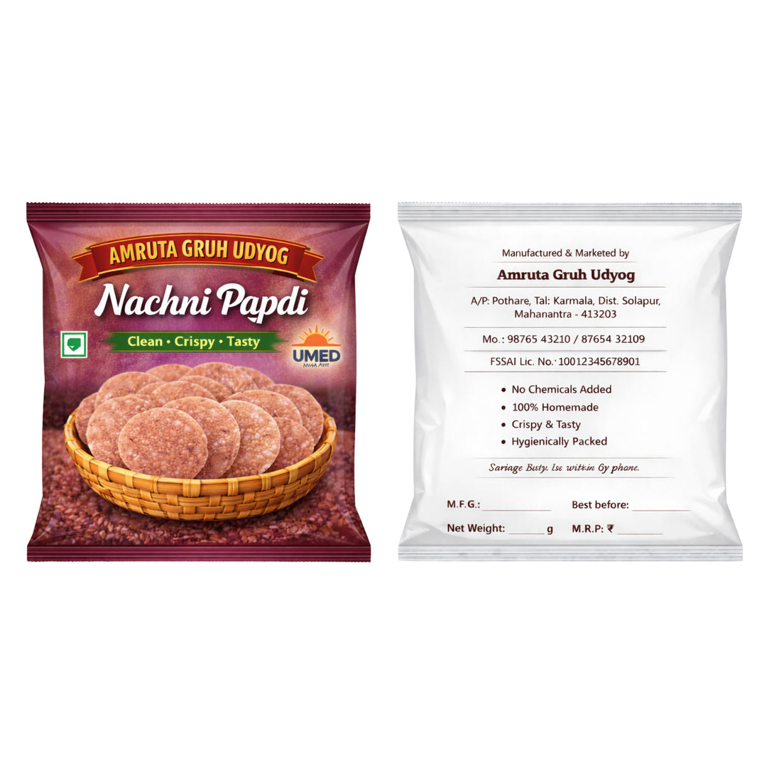 AMRUTA GRUH UDYOG Ragi Papadi Pack of 100 Pieces Nutritious Gluten Free Traditional Snack Light Crispy Homemade Taste