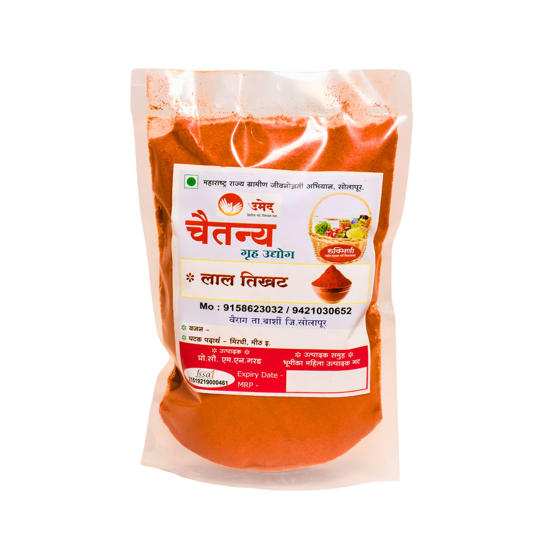CHAITANY GRUH UDYOG Lal Tikhat Strong Spicy Red Chilli Powder Sun Dried Chillies Rich Red Colour Enhances Taste 500 gm