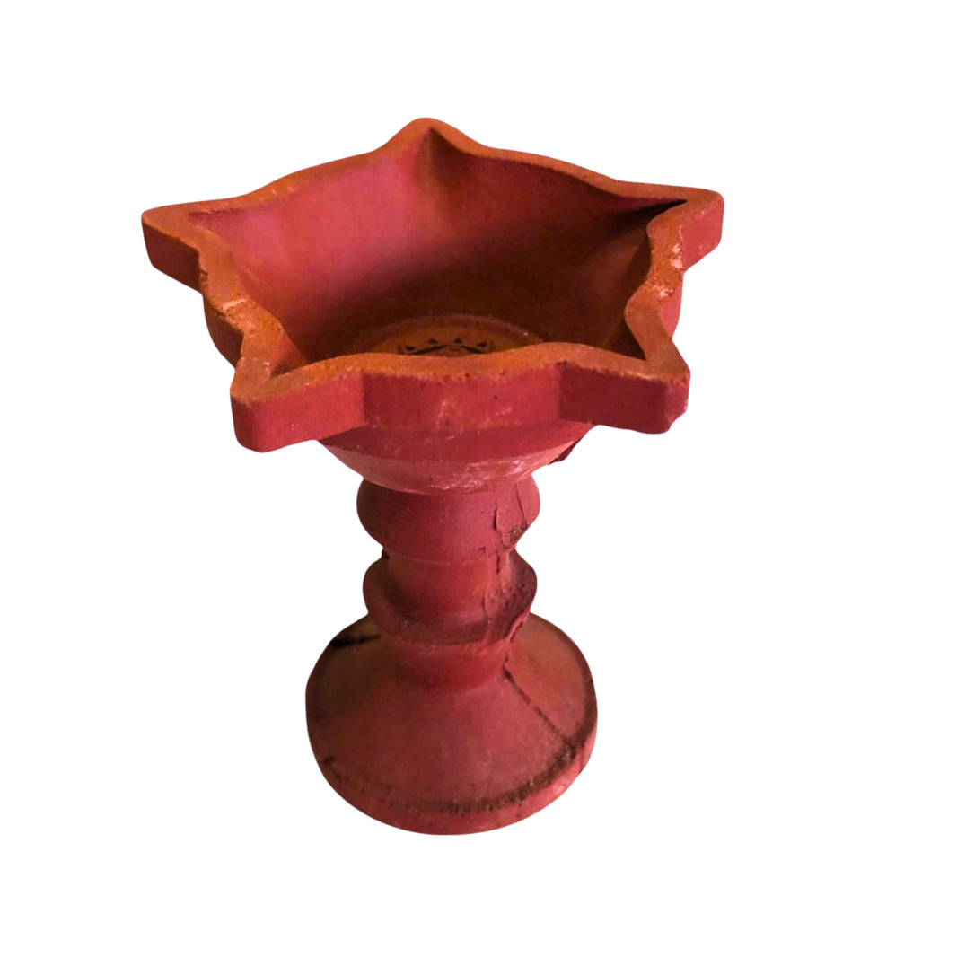 YASHASWINI MAHILA PG - Large Clay Samai Lamp | Natural, Pure, Traditional, Handmade | 1