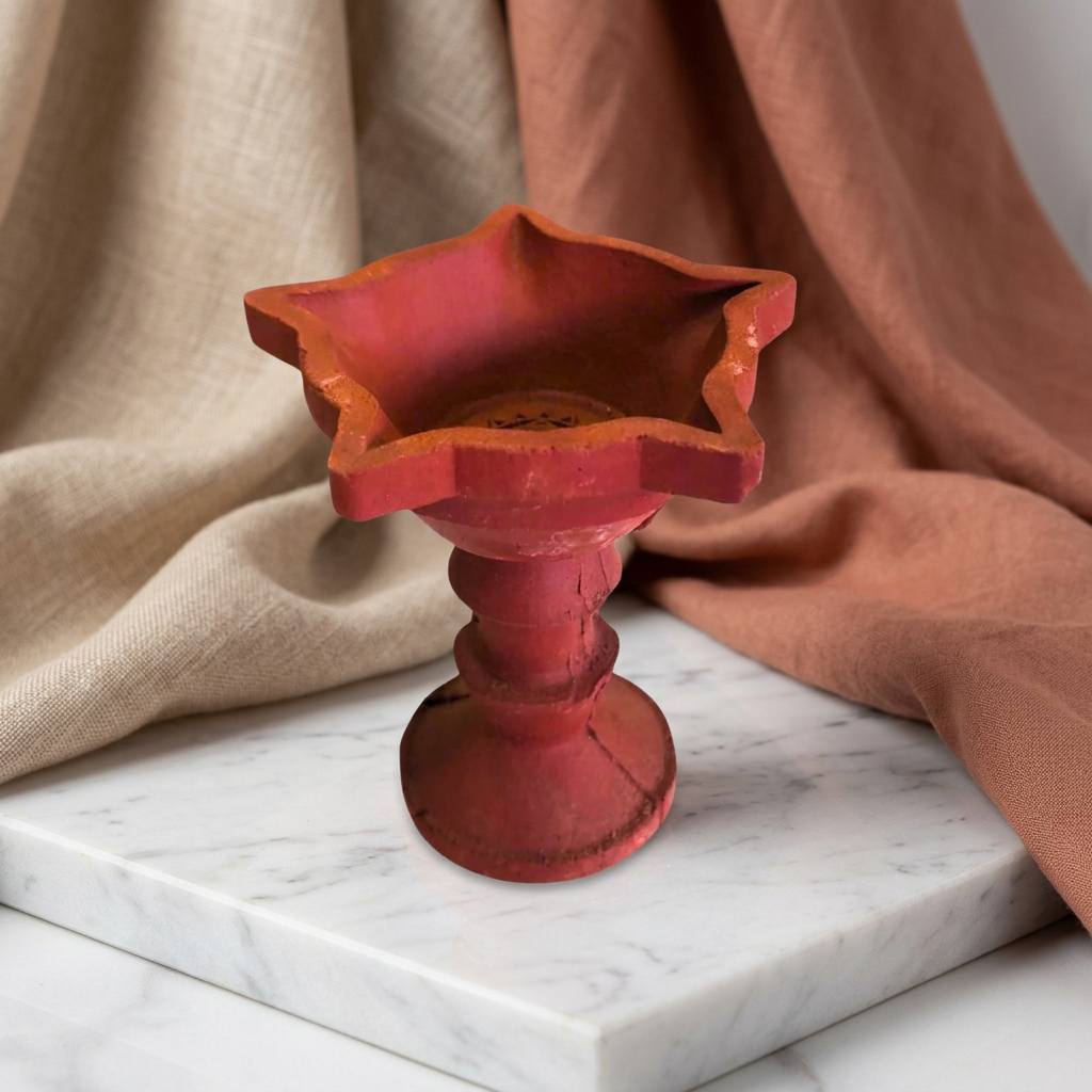 YASHASWINI MAHILA PG - Large Clay Samai Lamp | Natural, Pure, Traditional, Handmade | 1