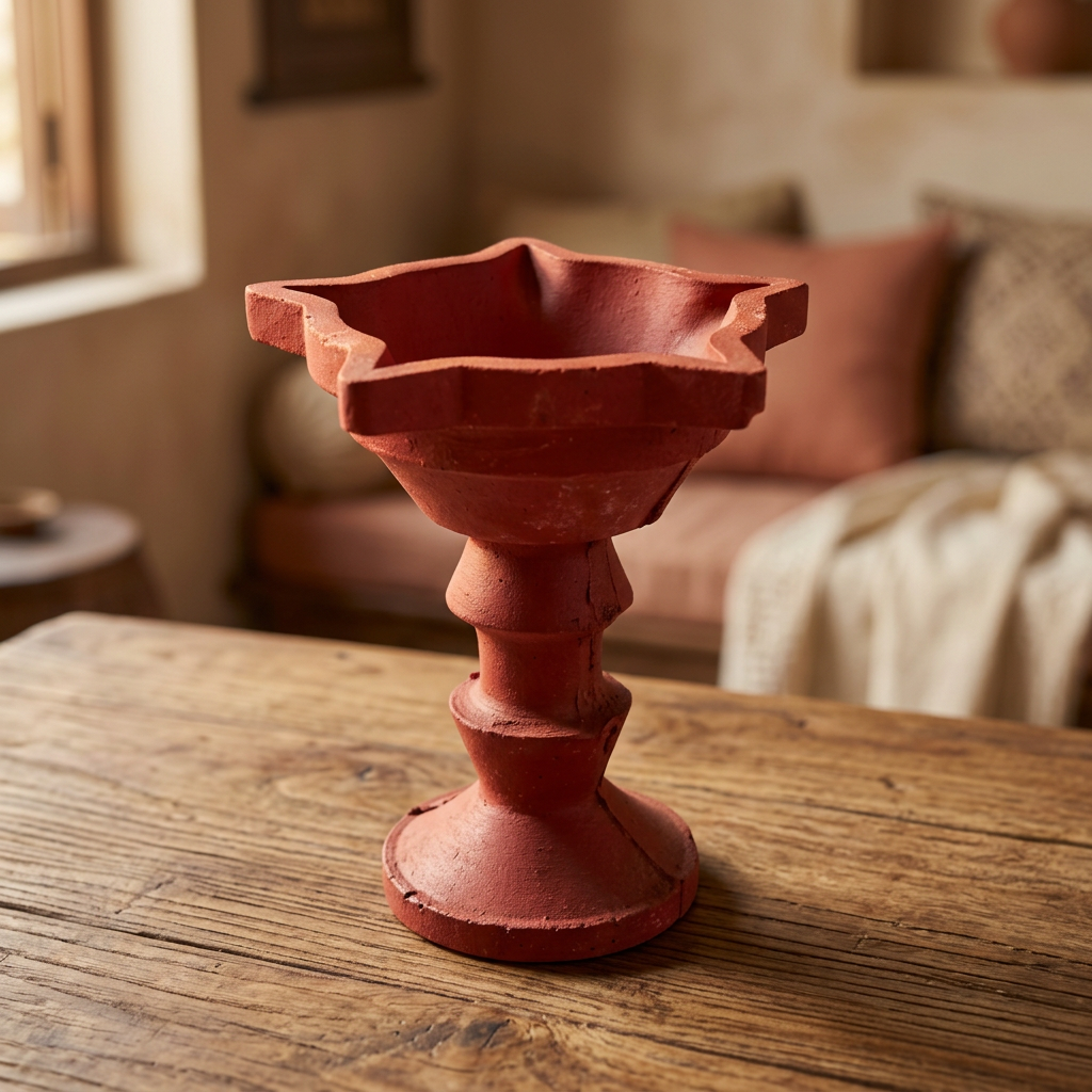 YASHASWINI MAHILA PG - Large Clay Samai Lamp | Natural, Pure, Traditional, Handmade | 1