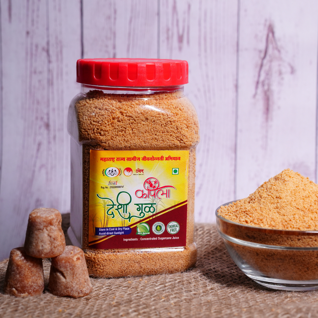 KAPILA Pure Deshi Gul Jaggery Powder, Natural, Chemical Free, 450gm Jar