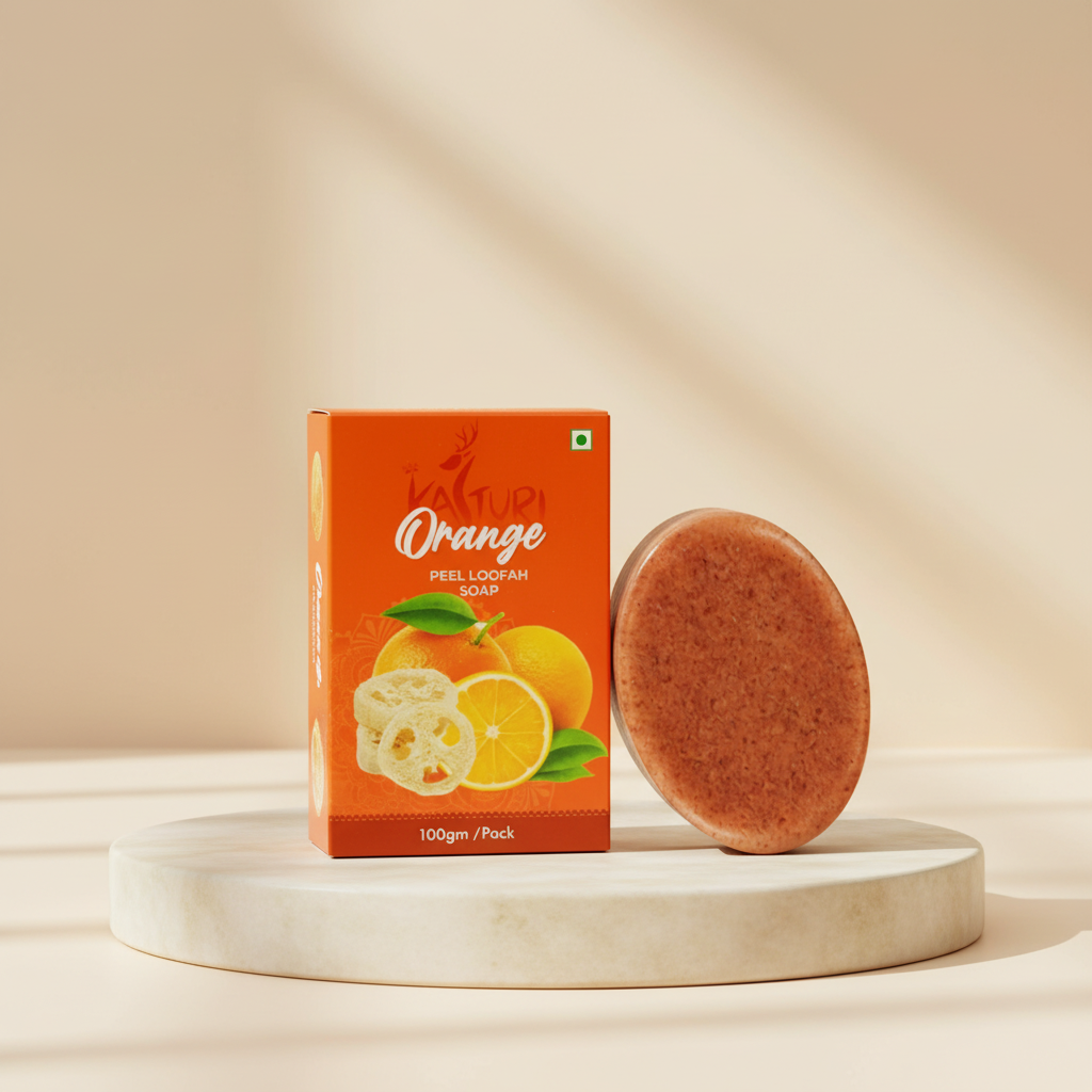 KASTURI Orange Peel Soap Handmade Bathing Bar Natural Ingredients No Artificial Chemicals Paraben Free Sulphate Free Gentle Exfoliating Skin Care Pack of 100 gm