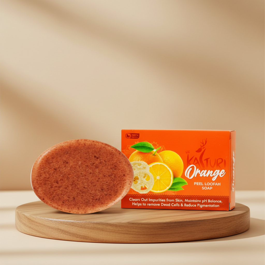 KASTURI Orange Peel Soap Handmade Bathing Bar Natural Ingredients No Artificial Chemicals Paraben Free Sulphate Free Gentle Exfoliating Skin Care Pack of 100 gm