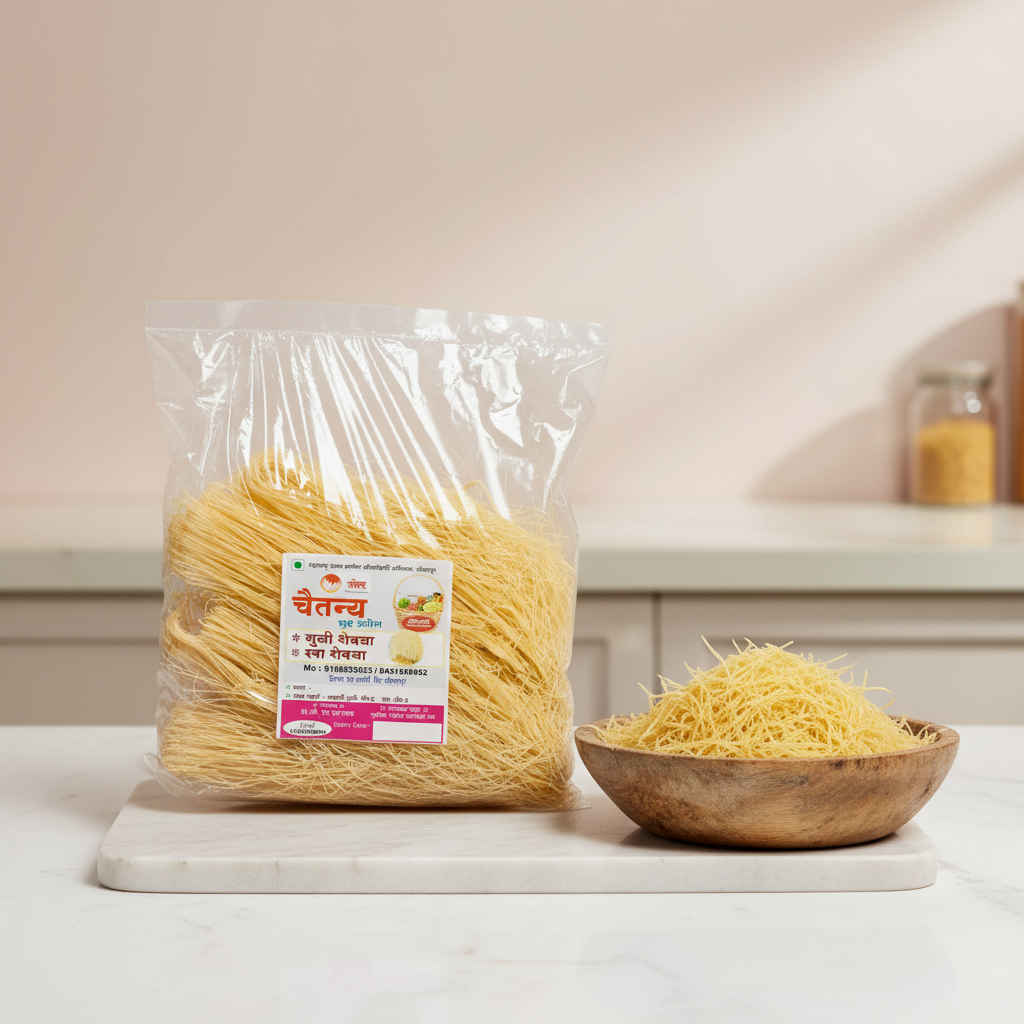 CHAITANY GRUH UDYOG Ravyachi Shevai Smooth Texture Rava Noodles Quick Cooking Light Breakfast Traditional Maharashtrian Food 1 kg