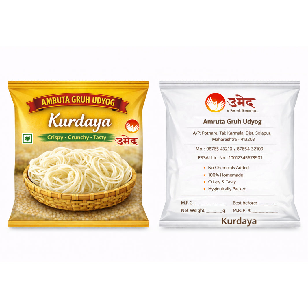 AMRUTA GRUH UDYOG Kurdai Pack of 1000 gm Traditional Sun Dried Crispy Maharashtrian Snack Light Homemade Taste