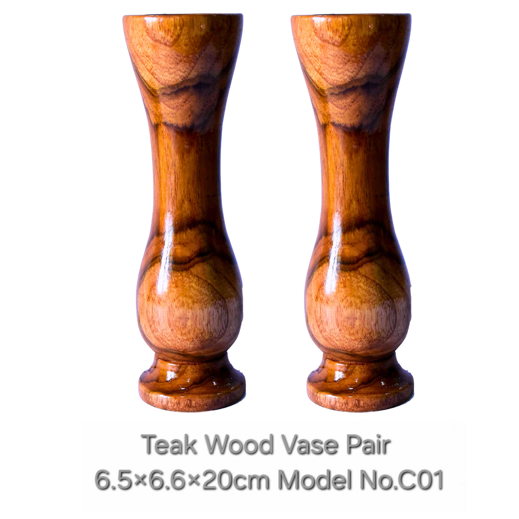 SHRUSHTI furniture Teak Wood Flower Vase Middle Pair Model ABCD Strong, sturdy and made for everyday kitchen use pack of 2