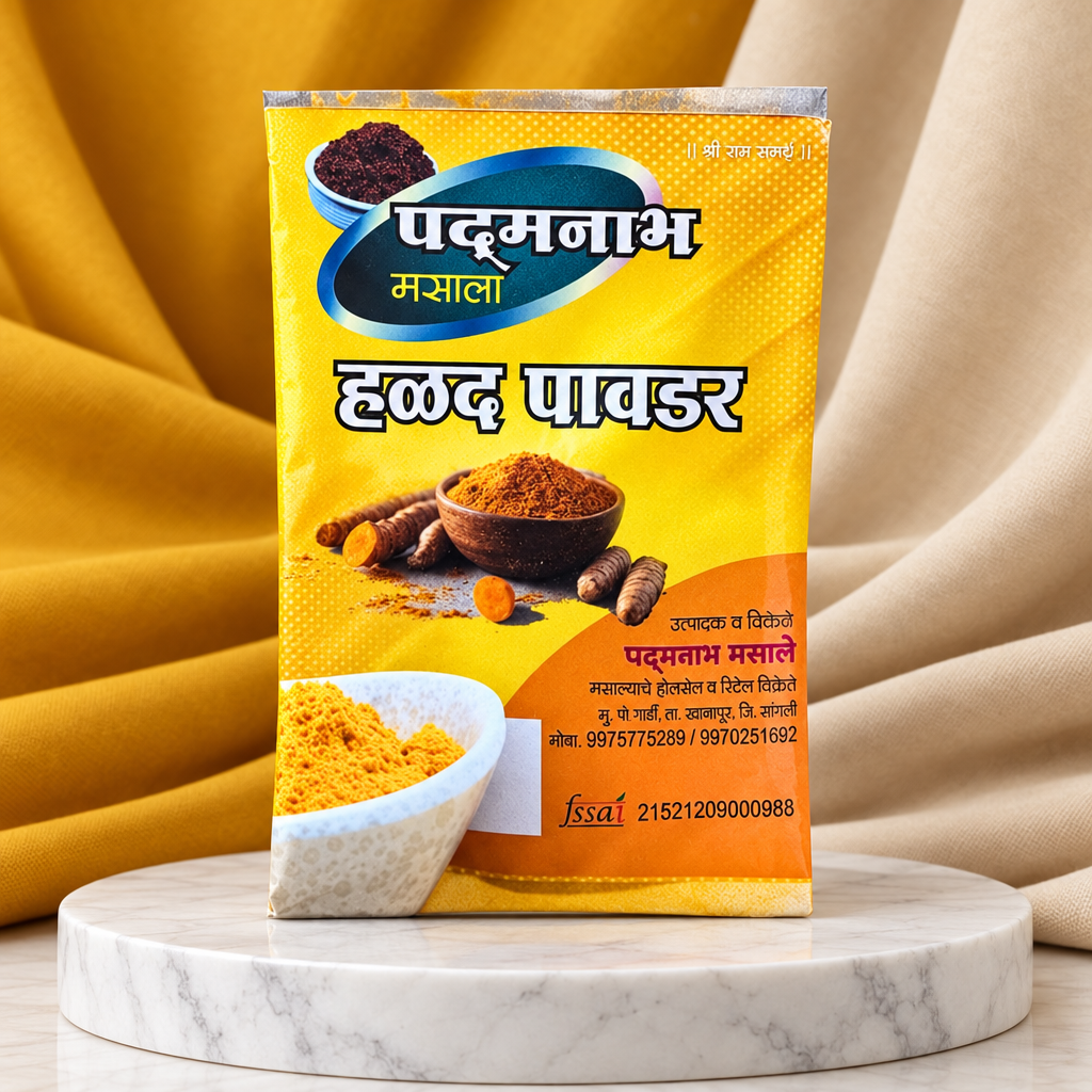 SHREERAM MAHILA SHG, PADMANATH MASALE Turmeric Powder Handmade with Care, Authentic Taste, Preservative-Free Pack of 100gm