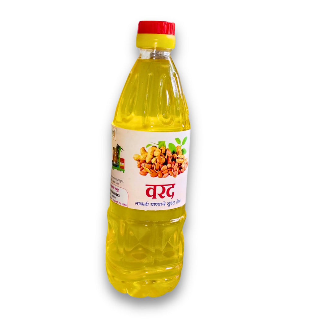 VARAD GROUNDNUT OIL, Shengdana Tel, Renukamata SHG, Wooden Pressed, Made By Natural Ingredients, Healthy, Pack of 1000 ml