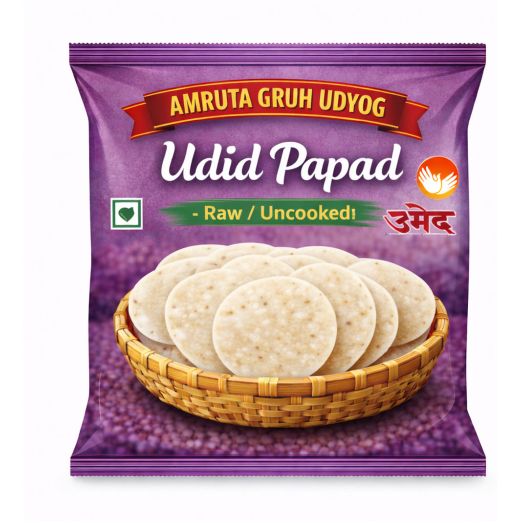 AMRUTA GRUH UDYOG Udid Papad Pack of 1000 gm Traditional Crispy Protein Rich Snack Light Texture Homemade Taste