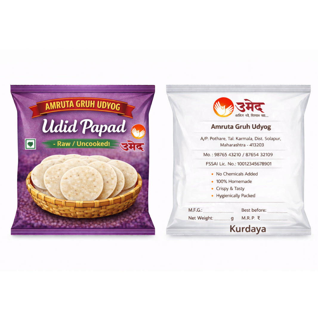 AMRUTA GRUH UDYOG Udid Papad Pack of 1000 gm Traditional Crispy Protein Rich Snack Light Texture Homemade Taste