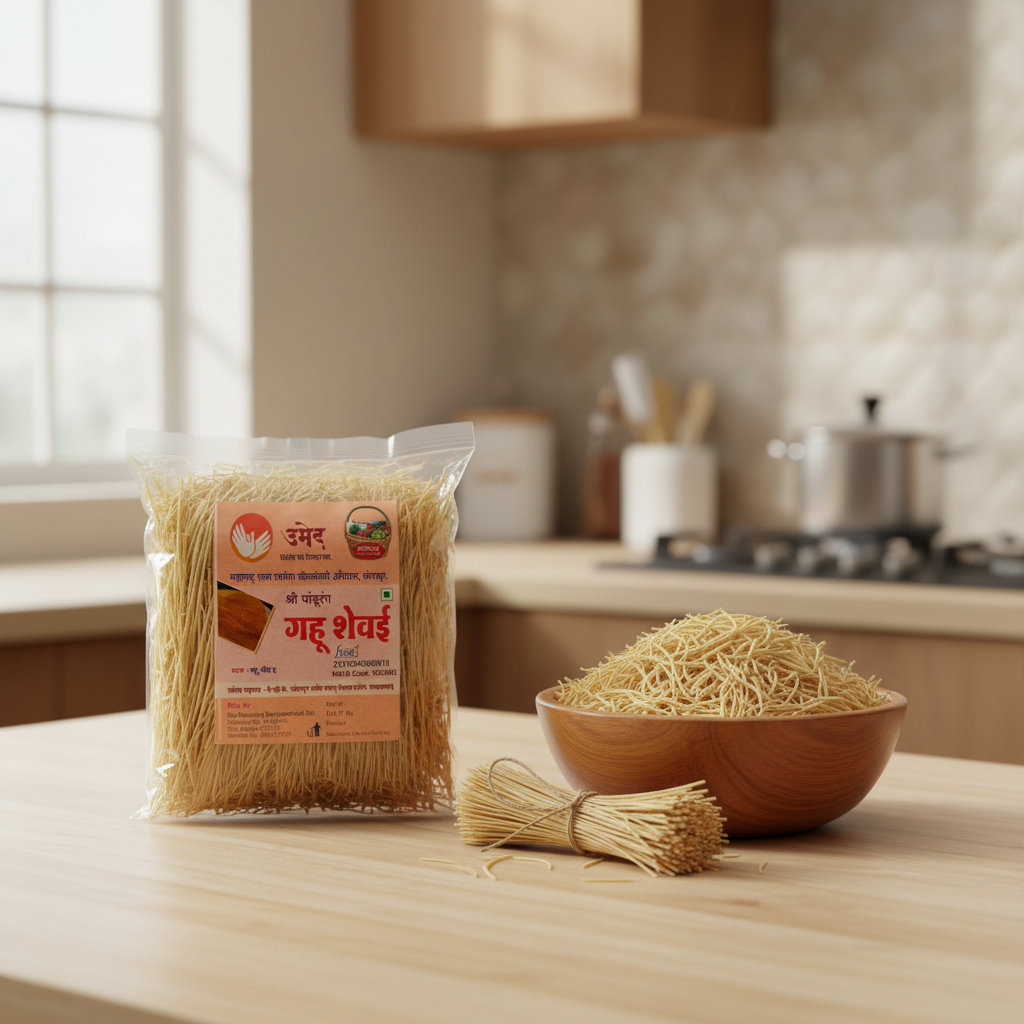 SHREE PANDURANG SHEVAI Gehu Shevai Wheat Based Traditional Noodles Soft Filling Texture Easy To Cook And Digest 200 gm