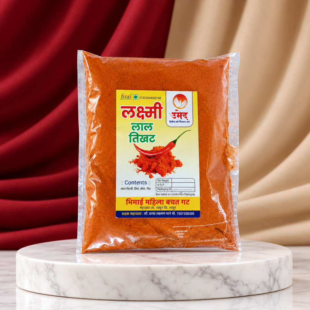 Lakshmi Red Chilli Powder, Lal Tikhat, Bhimai SHG, No Added Colours & No Preservatives, Pack Of 500 gm