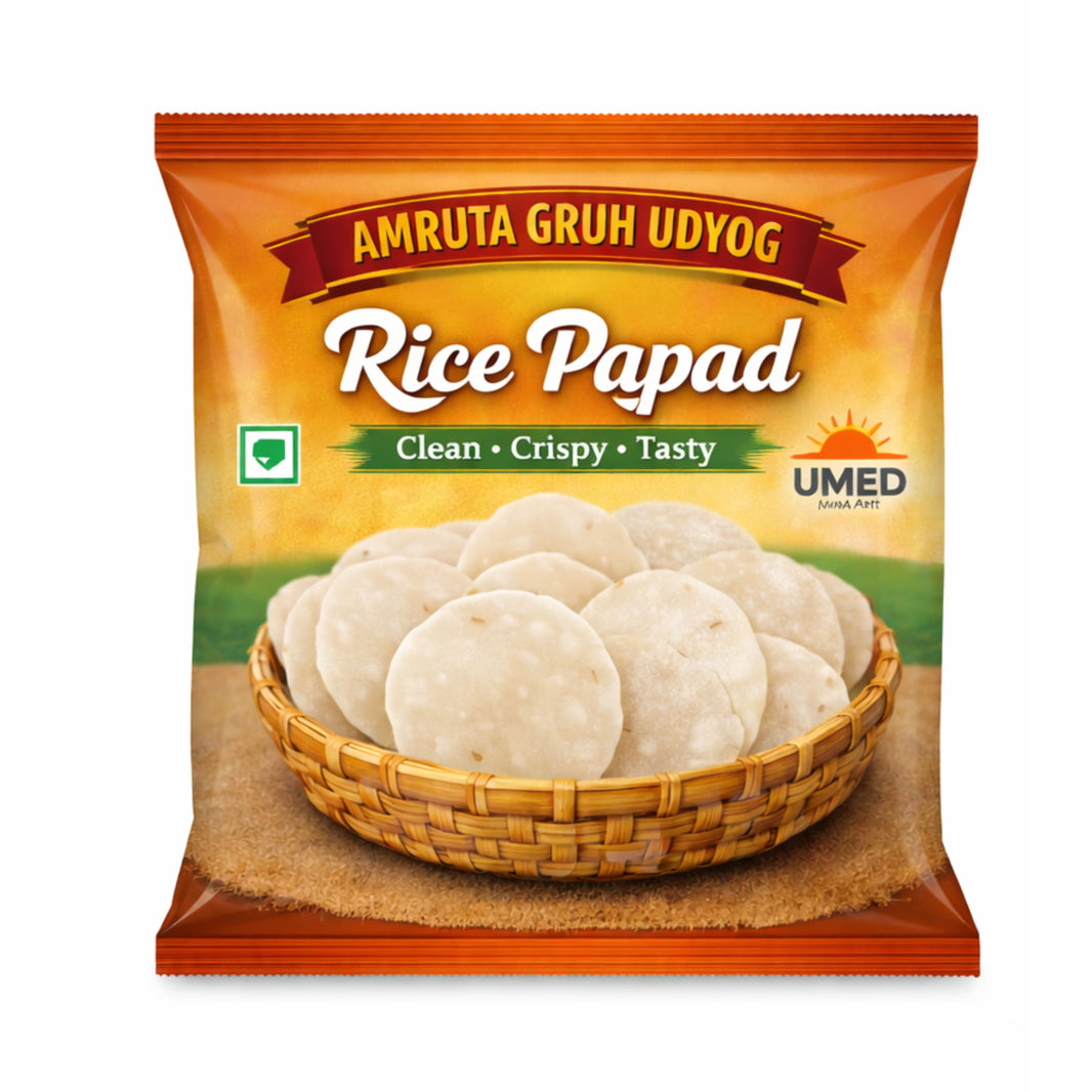 AMRUTA GRUH UDYOG Rice Papadi Pack of 100 Pieces Traditional Maharashtrian Snack Light Crispy Easy Digest Homemade Taste
