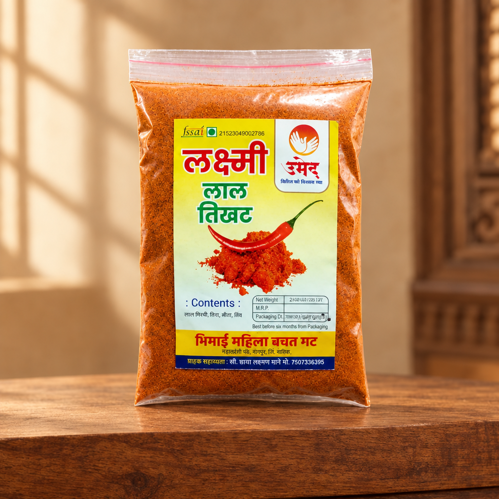 Lakshmi Red Chilli Powder, Lal Tikhat, Bhimai SHG, No Added Colours & No Preservatives, Pack Of 250 gm