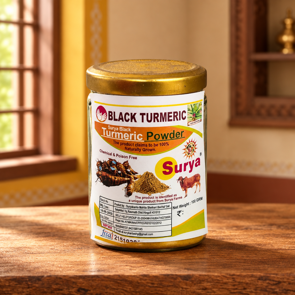 SURYA Black Turmeric Powder Pack Of 100gm Specialtry Traditional Rhizome Powder Authentic Quality
