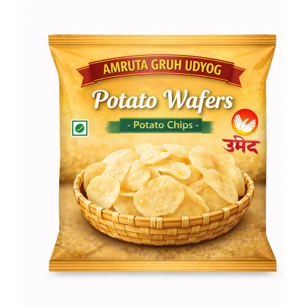 AMRUTA GRUH UDYOG Potato Wafers Pack of 1000 gm Traditional Crispy Snack Fresh Crunchy Homemade Tea Time Delight