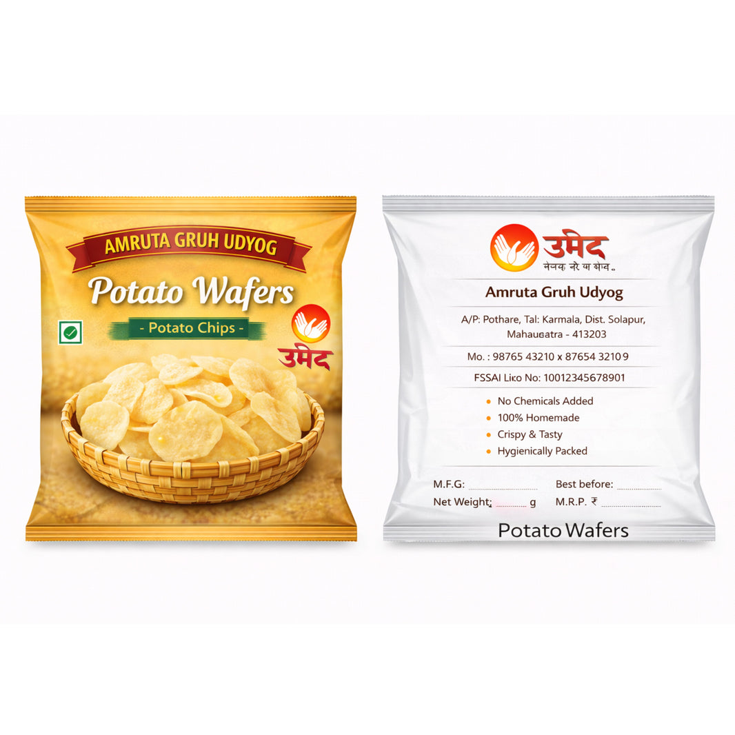 AMRUTA GRUH UDYOG Potato Wafers Pack of 1000 gm Traditional Crispy Snack Fresh Crunchy Homemade Tea Time Delight
