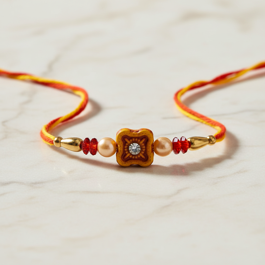 Aadarsh, Handcrafted Square Motif Rakhi, Local Craftsmanship, Pack Of 1