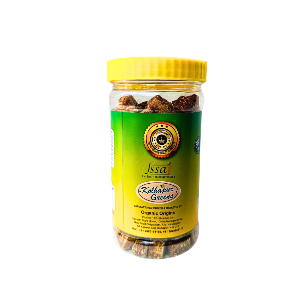 KOLHAPUR GREENS Pure Deshi Gul Jaggery Cubes, Sakhi SHG,  Natural, Chemical Free, 500gm