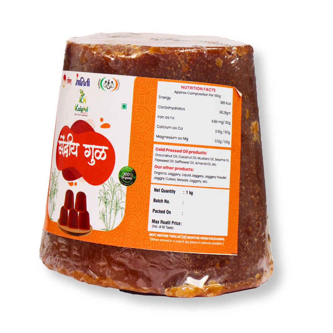 KALPNIL Pure Deshi Gul Jaggery, Samarth Mahila Bachat Gat,  Natural, Chemical Free, 1000gm