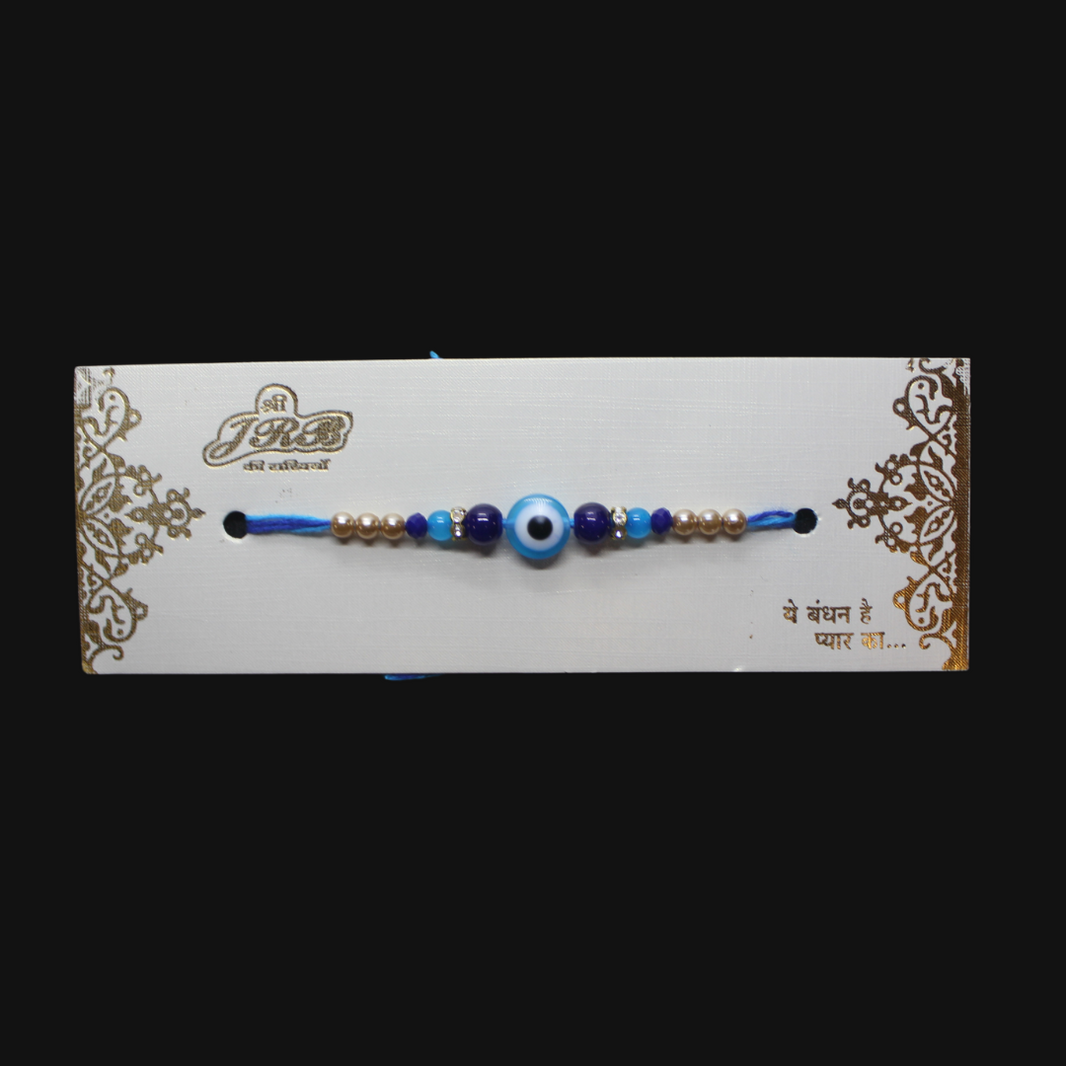 Panchashil, Elegant Blue Beaded Rakhi, Local Craftsmanship, Pack Of 1