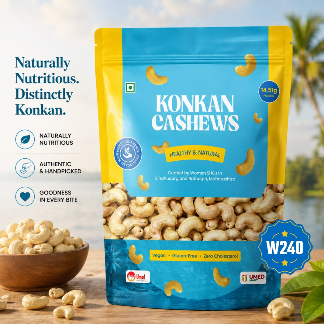 UMEDMART Konkan Whole W240 Cashew Nuts, 500 g | No Added Preservatives
