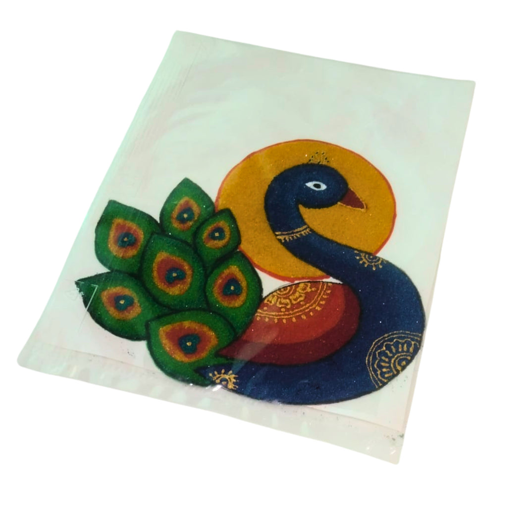 NAMA FUSION, Left Peacock Rangoli Template, Yogiraj SHG, Local Craftsmanship, Pack of 1 no