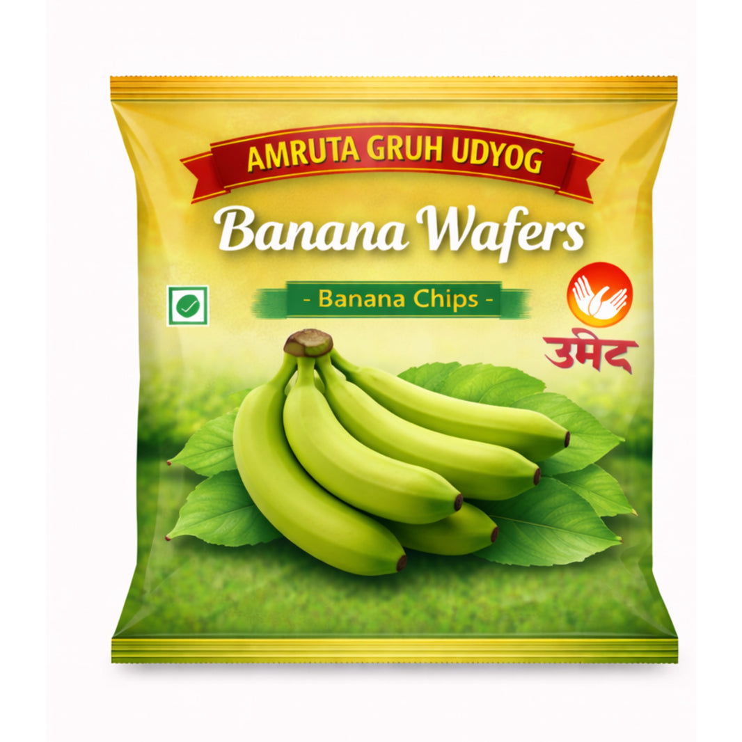 AMRUTA GRUH UDYOG Banana Wafers Pack of 1000 gm Traditional Crispy Snack Fresh Crunchy Homemade Tea Time Delight