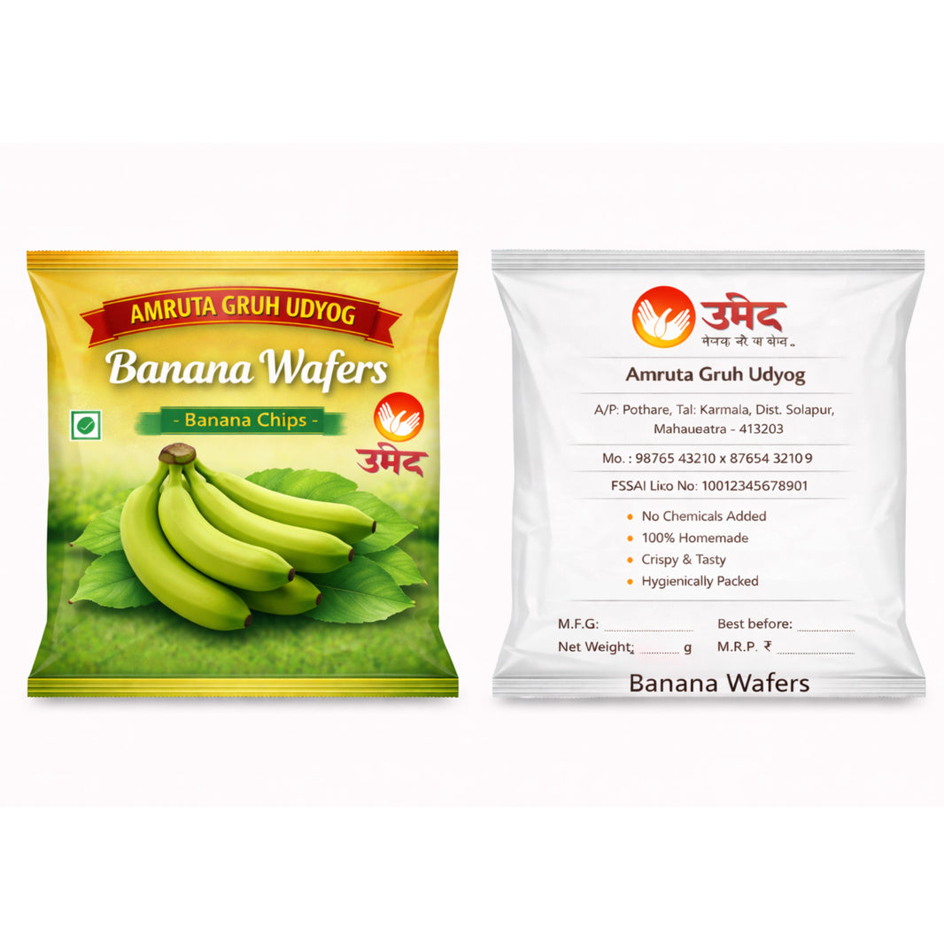 AMRUTA GRUH UDYOG Banana Wafers Pack of 1000 gm Traditional Crispy Snack Fresh Crunchy Homemade Tea Time Delight