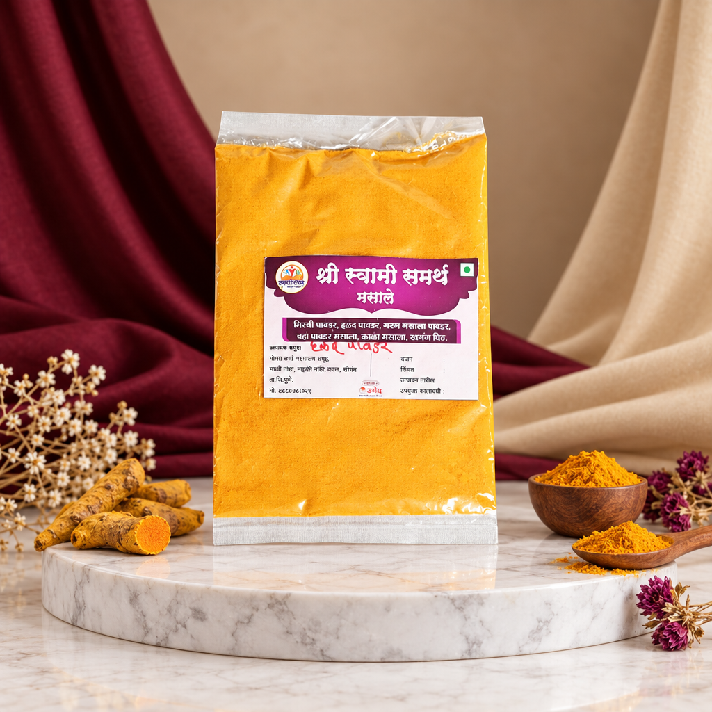 SHREE SWAMI SAMARTH Halad Powder Pack Of 250gm Natural Curcumin Rich Spice Pure Golden Colour Fresh Aroma Daily Cooking Chemical Free