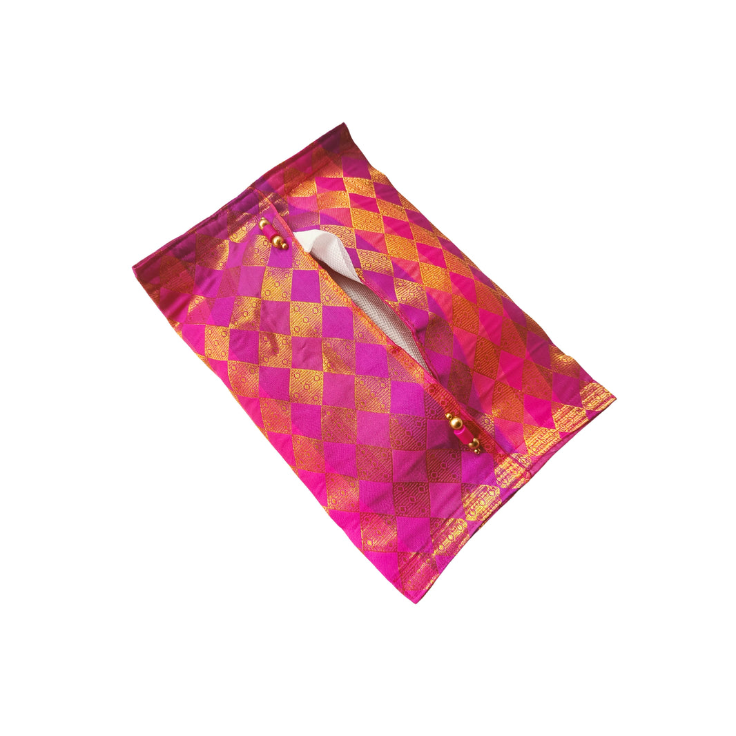 AMRUTA Tissue Paper Holder Pink Golden Type 3 Pack Of 1 Item Decorative Home Tissue Storage