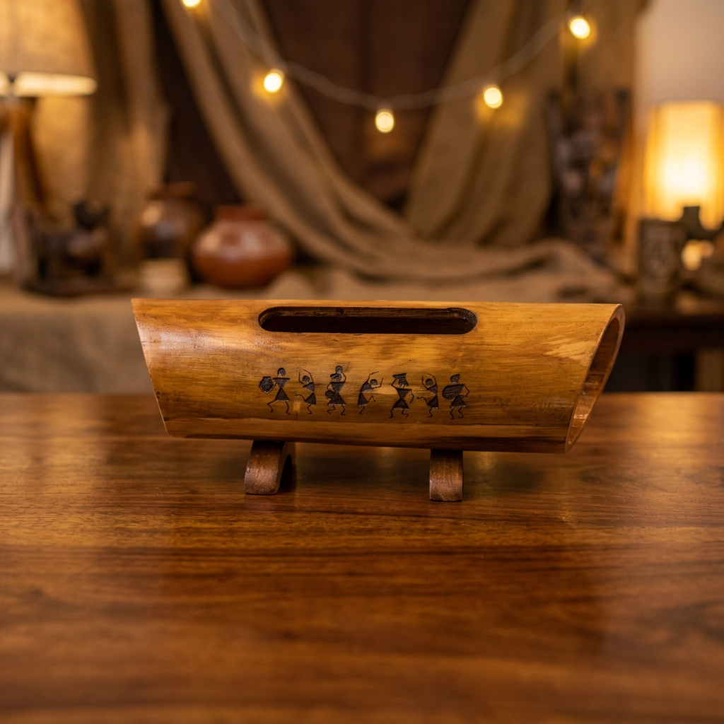 ECO AURA Bamboo Mobile Amplifier, Bamboo ART, Ujjwala SHG, Natural Wood, Local Craftsmanship, Pack of 1 No